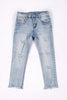 Super stretchy light blue skinny jeans w/distressed hem. PNG25153020-WENDY