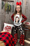 Mooey Christmas" plaid printed 2 piece set. 122323-AMY