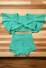 Mint with open back crop top set. T-DLH2309K-LOI