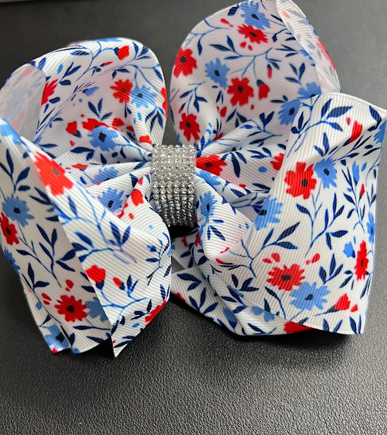 Multi-printed floral hair bow. 4pcs/$10.00 BW-DSG-1064