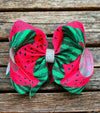 Watermelon printed double layer hair bows. (6.5"wide 4pcs/$10.00)BW-DSG-849