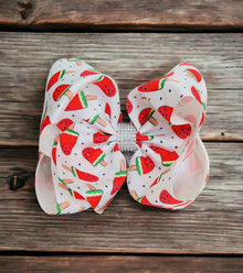  Watermelon popsicle printed double layer hair bows. (6.5"wide 4pcs/$10.00)BW-DSG-851