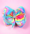 tie die Splatter printed double layer hair bows. (6.5"wide 4pcs/$10.00)BW-DSG-854