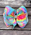 tie die Splatter printed double layer hair bows. (6.5"wide 4pcs/$10.00)BW-DSG-854