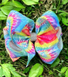 tie die Splatter printed double layer hair bows. (6.5"wide 4pcs/$10.00)BW-DSG-854