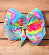 tie die Splatter printed double layer hair bows. (6.5"wide 4pcs/$10.00)BW-DSG-854