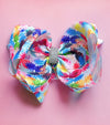 Multi color pineapple printed double layer hair bows. (6.5"wide 4pcs/$10.00)BW-DSG-857