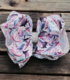 Dinosaur printed double layer hair bows. (6.5"wide 4pcs/$10.00)BW-DSG-858