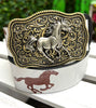 Horse buckle & horse printed belt. BLT-10325