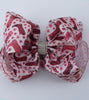 cowgirl boots & floral printed double layer hair bows. (6.5"wide 4pcs/$10.00) BW-DSG-871