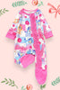 Checkered character printed baby onesie with ruffle. LR041201-LOI