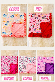  B-1 35 X 35 Character printed baby blanket w/ruffle trim. Choose your favorite!!