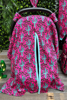  Cactus printed on fuschia car seat cover. ZYTG25153026 M