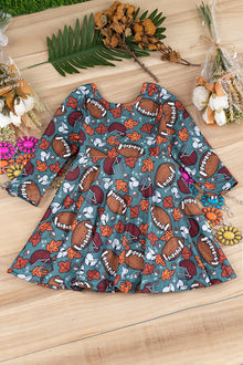  Football season printed twirl dress. DRG55113015-LOI