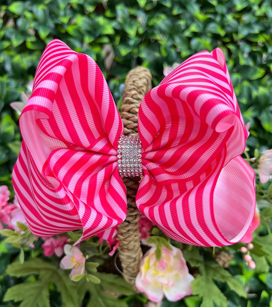 Multi-Pink stripe double layer hairbows. 4PCS/$10.00 BW-DSG-973