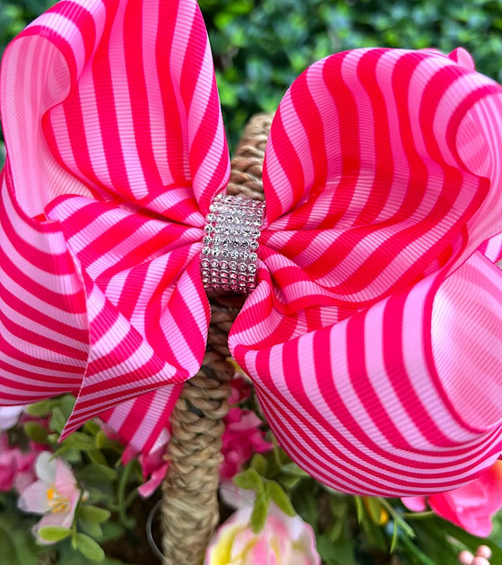 Multi-Pink stripe double layer hairbows. 4PCS/$10.00 BW-DSG-973