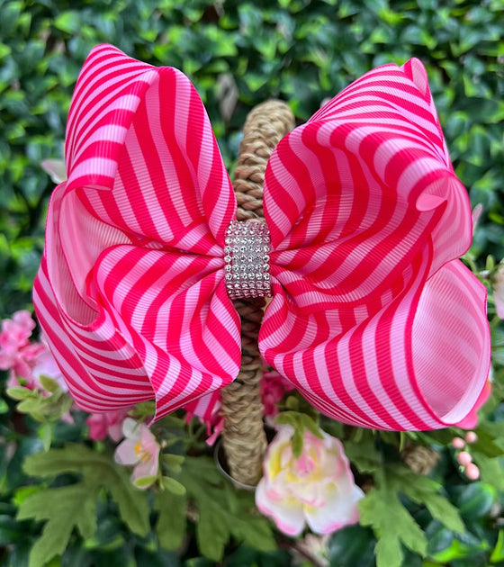 Multi-Pink stripe double layer hairbows. 4PCS/$10.00 BW-DSG-973