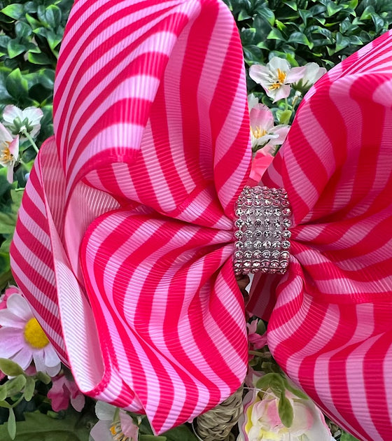 Multi-Pink stripe double layer hairbows. 4PCS/$10.00 BW-DSG-973