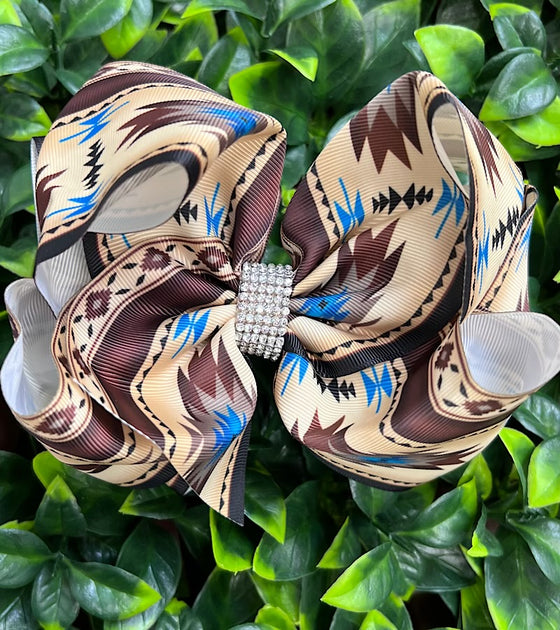 Aztec printed double layer hair bows. 10pcs/$8.00 BW-DSG-976 SET1