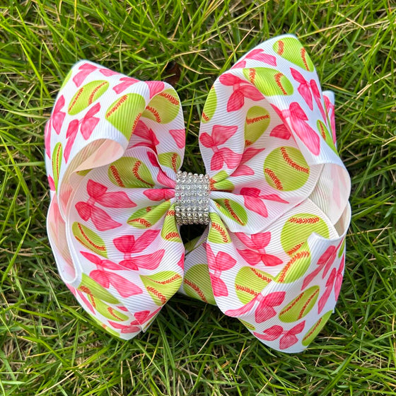 Softball - coquette printed double layer bow. 4PCS/$10.00 BW-DSG-1044