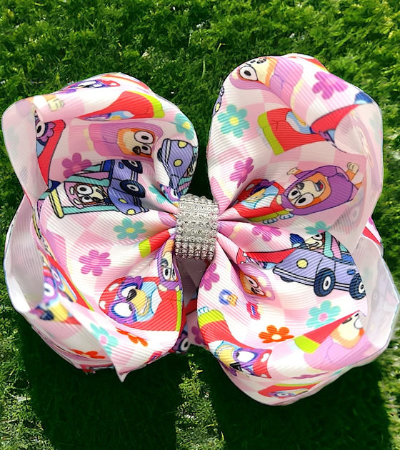Character printed double layer bow. 4PCS/$10.00 BW-DSG-1049