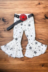 Lt. gray star printed double layer bell bottoms. 2024-P JEAN