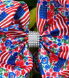 Patriotic/floral printed double layer hair bows. 4pcs/$10.00 BW-DSG-1054