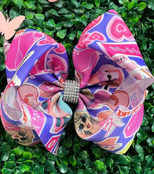  Heart character printed double layer hair bows. 4pcs/$10.00 BW-DSG-1056