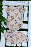 Horse, chicken, sheep & cow printed baby gown. BL010407-29*43