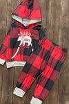 Baby bear plaid jogger set. PJG501322040-SOL