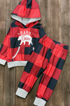 Baby bear plaid jogger set. PJG501322040-SOL