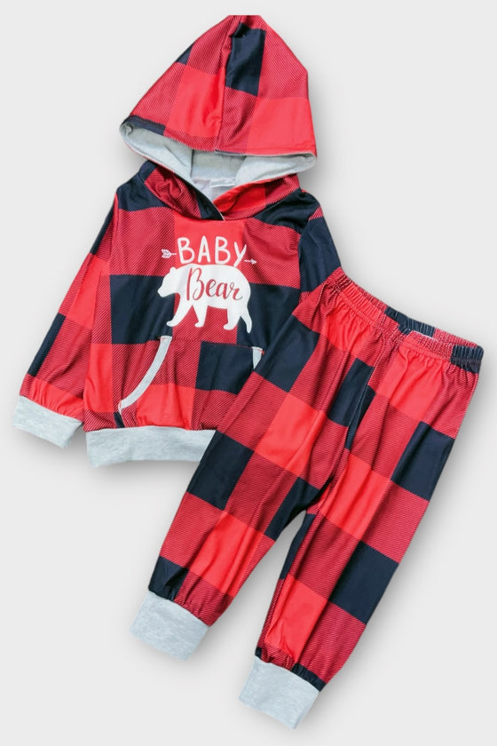 Baby bear plaid jogger set. PJG501322040-SOL