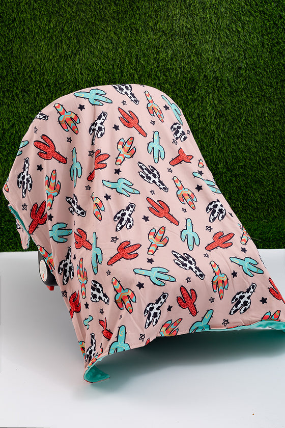 Multi-Color Cactus printed baby blanket.(35"X35") BKB25154002 M