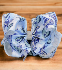  Football printed character double layer hair bows w/ rhinestones. 4pcs/$10.00 bw-dsg-930