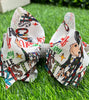 CUTE CHRISTMAS COW PRINTED HAIR BOWS. 7.5" WIDE 4PCS/$10.00 BW-DSG-733