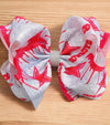 Football /Silver tone & hot pink printed character double layer hair bows w/ rhinestones. 4pcs/$10.00 bw-dsg-933