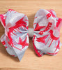 Football /Silver tone & hot pink printed character double layer hair bows w/ rhinestones. 4pcs/$10.00 bw-dsg-933