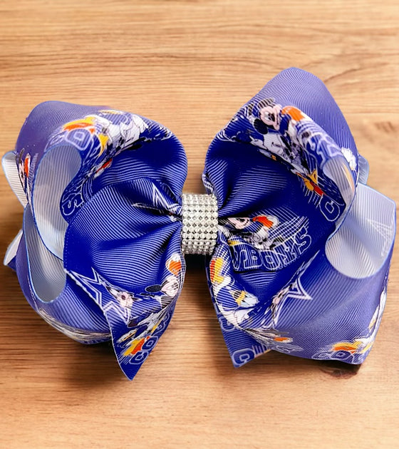 Football/Character printed character double layer hair bows w/ rhinestones. 4pcs/$10.00 935