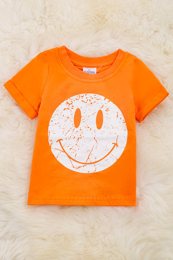 Happy emoji, orange tee shirt with folded sleeves. TPG25154004 jeann