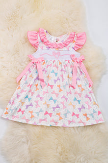  Multi-printed bow smocked dress. DRG25154003 LOI