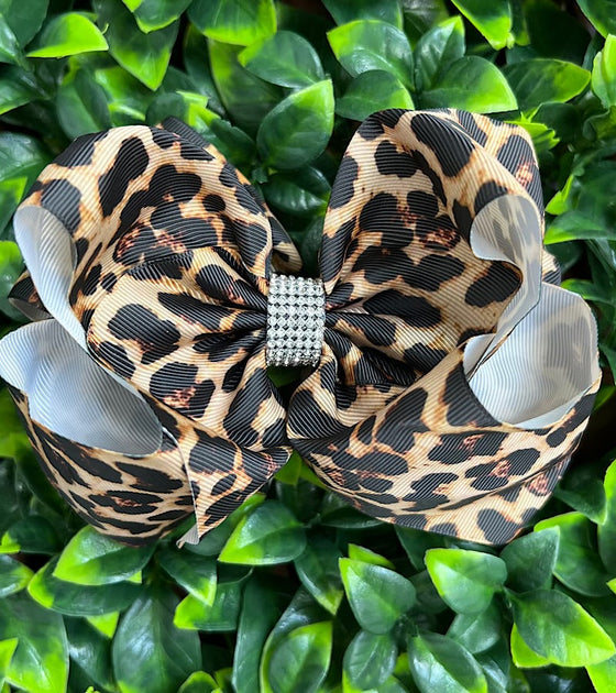 Jaguar double layer printed hair bows 4PCS/$10.00 7.5"WIDE BW-DSG-211