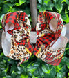 LOVE CHRISTMAS/ PLAID MULTI- PRINTED DOUBLE LAYER HAIR BOWS. 7.5" WIDE 4PCS/$10.00 BW-DSG-759