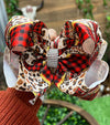 LOVE CHRISTMAS/ PLAID MULTI- PRINTED DOUBLE LAYER HAIR BOWS. 7.5" WIDE 4PCS/$10.00 BW-DSG-759