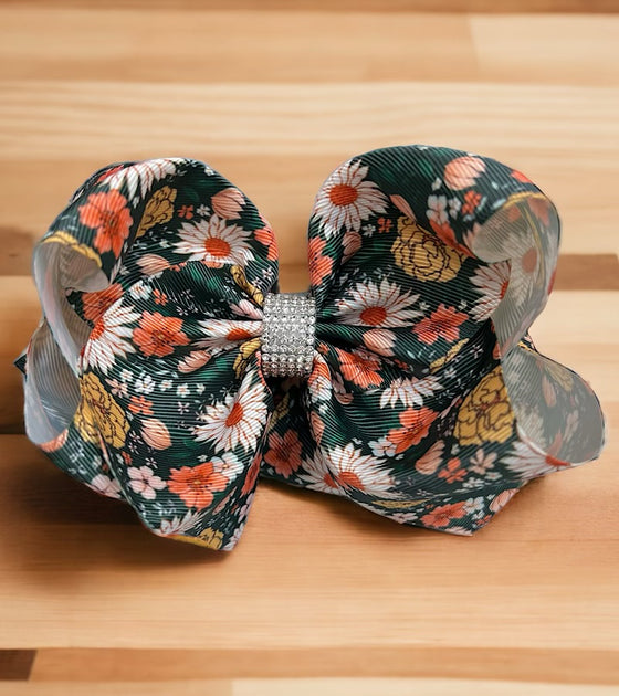 Multi-flower double layer hair bows w/ rhinestones. 4pcs/$10.00 bw-dsg-943