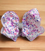 Lavender /floral printed double layer hair bows w/ rhinestones. 4pcs/$10.00 bw-dsg-944