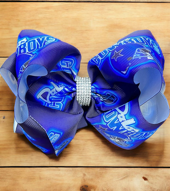 DallasCowboys printed double layer hair bows w/ rhinestones. 4pcs/$10.00 bw-dsg-946