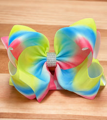  Tie dye printed double layer hair bows w/ rhinestones. 4pcs/$10.00 bw-dsg-947