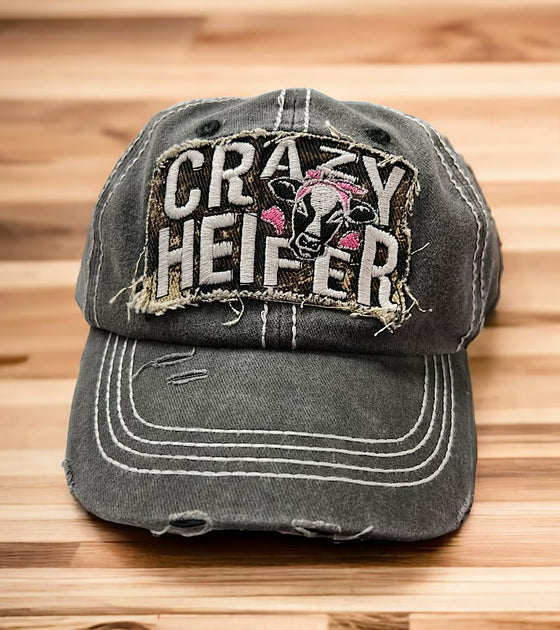 Crazy Heifer" Black distressed kids cap. ACG65153013 M