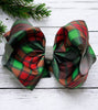 Plaid printed double layer hair bows. (6.5"wide 4pcs/$10.00) BW-DSG-925