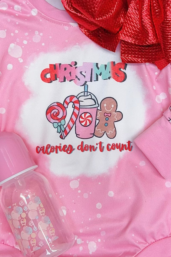 Christmas calories don't count" Christmas graphic baby romper. LR070110-SOL